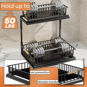 Metal Aço 2 pçs 2 camadas sob Prateleira organizador de pia do banheiro Rack 2 camadas sob cesta organizadora deslizante e armazenamento - Product Image 4