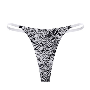 Leopard Print Thin Strap Women <b>Thong</b> Panties Low Rise <b>Seamless</b> Ladies G String Underwear Breathable Plus Size Intimates OEM ODM - Product Image 5