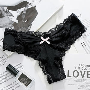 Braguitas de seda helada para mujer, con encaje, sexy, con corte cruzado y aberturas, de talle bajo - Product Image 2