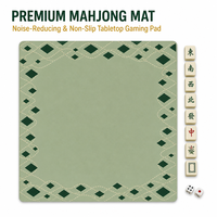 Tapis de Mahjong Vert Premium Antidérapant avec Base en Caoutchouc, Motif Géométrique Élégant, Tapis de Jeu Portable, Faible MOQ