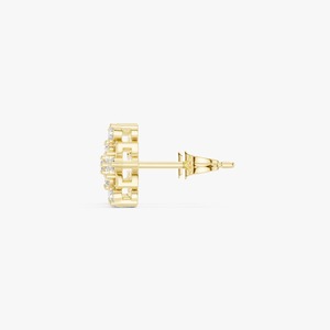Boucles d'oreilles en or jaune 14 carats avec fleur de lotus et diamants de laboratoire - Product Image 2