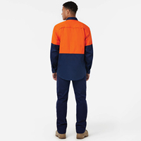 Chemise de travail pour hommes en sergé ventilé et respirant avec empiècement dorsal ventilé en maille, logo personnalisé, idéale pour l'été