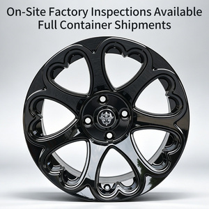Jantes en alliage en forme de cœur <span class=keywords><strong>noir</strong></span> brillant de haute qualité FLowtone Factory 15x8 ET0 4x100 CB73.1, jantes de voiture élégantes pour Honda Toyota Mazda - Product Image 3