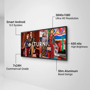 Écran LCD ultra-large étiré de 43,8 <span class=keywords><strong>pouces</strong></span> avec résolution 4K, Android 9.0, pour signalétique de rayonnages de supermarché et de magasin d'alimentation - Product Image 2