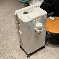 Valise Trolley Unisexe avec Serrure TSA en PC, Tissu et Aluminium, Bagage Cabine à Roulettes pour le Travail et les Voyages d'Affaires