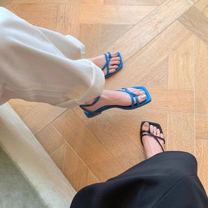 Summer New Women's Square Toe Cross Strap Flip Flop <b>Sandals</b>, Korean Style <b>Flat</b> Casual Footwear - Product Image 2