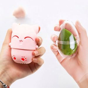 Cute Mini Cat Shaped Silicone <b>Makeup</b> Sponge <b>Holder</b>, Portable Dustproof Breathable Beauty Blender Storage Case - Product Image 3