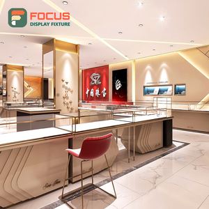 Vitrine à bijoux en verre, comptoir à bijoux en bois, éclairage LED, étagère de présentation de bijoux de luxe, présentoir haut de gamme - Product Image 4