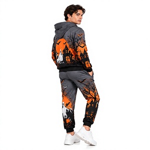 Conjunto Deportivo de Halloween para Hombre, Sudadera con Capucha, Pantalones de Chándal, Forro Polar Gráfico, Ropa Deportiva Informal de Invierno, Estilo Urbano - Product Image 1