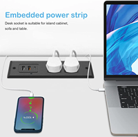 Multiprise encastrable avec port USB-C 20W, port USB-A à charge rapide, prise de bureau, station de charge dissimulée pour table d'appoint