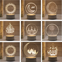 Microstar USB acrylique 3D veilleuse décoration islamique Led étoile lune éclairage musulman Ramadan cadeau pour le Festival du Ramadan