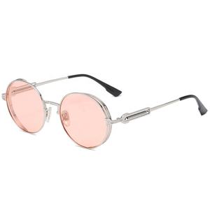 Gafas de sol de marco redondo para hombre y mujer, lentes de sol Punk redondas Vintage con patas de primavera, con logotipo de círculo de Metal, nuevas - Product Image 4