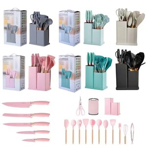 19-Piece Heat Resistant Kitchenware Non-Stick Kitchen Utensil Wood Handle <b>Silicone</b> Knives Soup Spatula Spoon <b>Tools</b> Utensil Set - Product Image 5