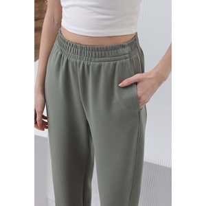Pantalones de Punto con Cintura Elástica y Bolsillos para Mujer, Color Beige, 32179PNT - Product Image 6