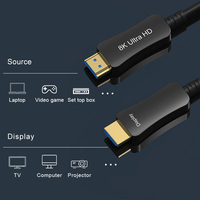 Cable AOC 8K HDTV 2.1 de Fibra Óptica de Ultra Alta Velocidad 48Gbps 60Hz 4K 120Hz EARC HDR10 con Revestimiento de PVC Chapado en Oro de 20m-30m para Cine en Casa