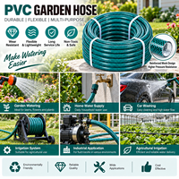 Tuyau d'arrosage de jardin en PVC, enrouleur de tuyau renforcé, tuyau d'arrosage extérieur résistant, vert, 30m, 50m, 75m, 100m