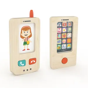 Wooden Baby Phone Toys Children's Decor Craft Kids Toys Early Educational Smart Mobile Babies Learn Mobile Phones toys