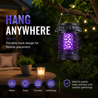 Piège à moustiques électrique solaire extérieur IP44 étanche, anti-insectes UV haute tension pour jardin et cour