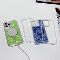 Coque de téléphone magnétique transparente anti-rayures avec texture CD en époxy pailleté pour iPhone 17 16 15 14 Pro Max, vente en gros