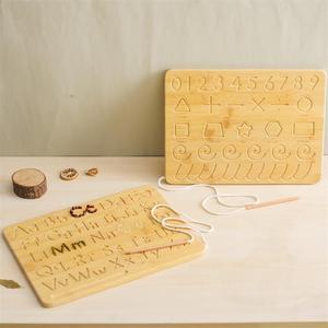 몬테소리 유치원 나무 보드 세트 문자 및 숫자 쓰기 연습을위한 어린이 조기 학습 교육 완구 1 세트 - Product Image 2