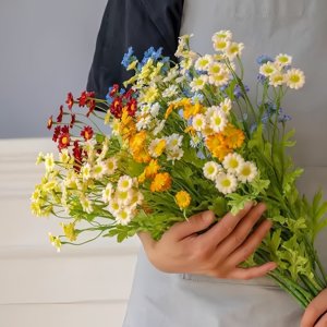 Fleurs artificielles de camomille et de marguerite Late Elm, pétales en coton blanc, décoration de table, arrangements floraux, accessoires photo - Product Image 4