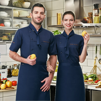 Uniforme de chef de cuisine de restaurant, vêtements de travail en maille respirante, chemise de cuisine à manches courtes avec boutons