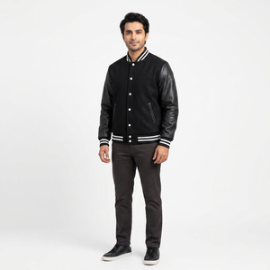 Custom Made <b>High</b> Quality Men's Plus Size Varsity Jacket Winter Wool <b>Leather</b> Laser Lining Diamond Quilt Letterman Plus Size - Product Image 1