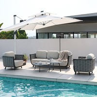 Ensemble de table et chaises pliantes en aluminium pour balcon extérieur, moderne, durable, 6 places, avec coussins, pour usage hôtelier