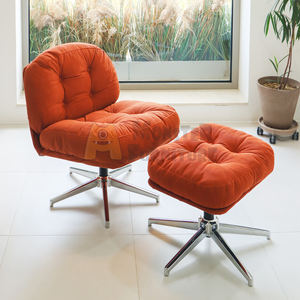 Le Muse <b>Chair</b> and Ottoman Set Corduroy Fabric Adjustable Height Stable Base Versatile <b>Relaxation</b> Modern Living - Product Image 4