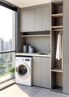 Meuble compact pour lave-linge de balcon avec séchoir intégré pour appartements