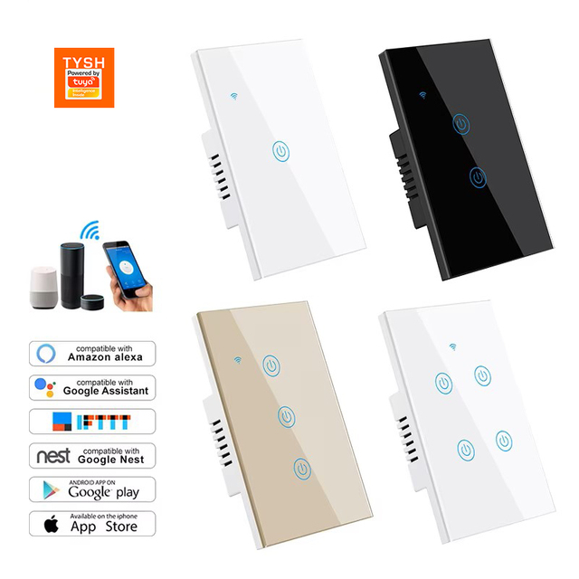 Tuya TYSH Smart Home Product US 1 2 3 4 Gang Remote Control Voice Control Wifi Timer Smart Wall Switch
