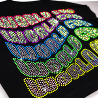 Transfert de strass personnalisé AB thermocollant, lettrage, nom, motif en cristal pour T-shirt, denim, vêtements, vente en gros