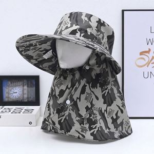Chapeau de pêcheur unisexe à large bord en maille pour l'été, protection solaire extérieure, avec cache-visage et cache-cou, style safari, pour les loisirs et les fêtes - Product Image 1