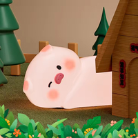 Lampe de chevet LED en silicone souple en forme de cochon pour chambre d'enfant, éclairage de nuit pour bébé, contrôle vocal