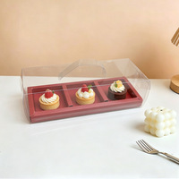 Boîte à gâteau rectangulaire transparente en carton, 3 pièces, pour desserts, pâtisseries, bonbons, emballage cadeau
