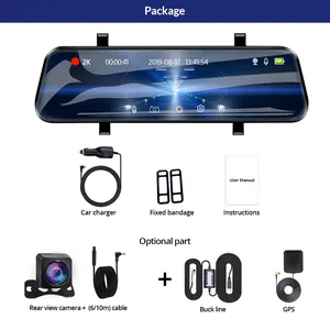 OEM 도매 9.66 인치 Hisilicon 자동차 블랙 박스 대시 캠 HD 2k DVR 비디오 레코더 와이파이 자동차 카메라