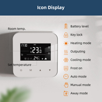Termostato Inteligente Zigbee de Bajo Consumo para Caldera, Programación Diaria de 6 Periodos, Contacto Seco, Batería/USB-C