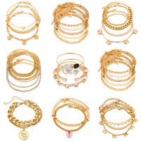 Bracelet pour femme en alliage, style simple, bijoux pour usage quotidien, ensemble chaîne de cheville et bracelet pour femme