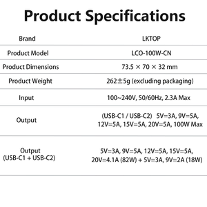 Cargador LKTOP LCO-100W para UAV (2C): Cargador Rápido Dual USB-C de 100W para Controles y Hubs de Drones DJI - Product Image 5