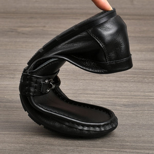 Mocassins en cuir véritable à bout rond, à enfiler, souples et confortables, chaussures pour hommes printemps - Product Image 3