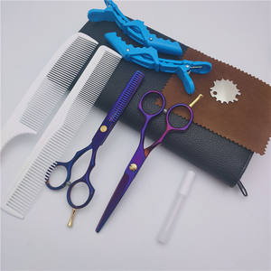 Ciseaux de coiffure colorés 17 pouces, ciseaux à effiler, ciseaux plats, ensemble d'outils de coiffure en métal durable pour salon de beauté - Product Image 1