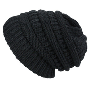 Caldo invernale in raso ampio e grosso e morbido con cappuccio a forma di teschio in maglia a coste cappello berretto per donna uomo - Product Image 3