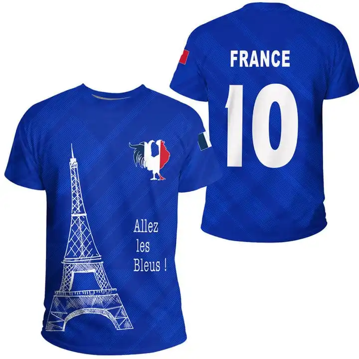 의류 제조 업체 사용자 정의 프랑스 축구 남자 티셔츠 독특한 디자인 도매 느슨한 Tshirt 브랜드 새로운 고품질