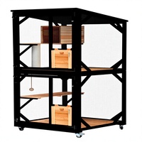 Enclos extérieur pour chat Cat Catio avec toit en sapin, design multi-niveaux, toit imperméable, 4 roues pour chats de grande taille