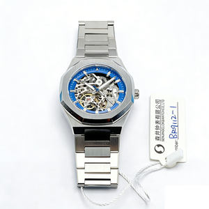 Reloj Mecánico de Pulsera para Hombre, Color Azul Plateado, Esqueleto, Bisel Octagonal, Movimiento Completamente Hueco, Reloj Automático de Lujo, Deportivo y Ejecutivo - Product Image 2