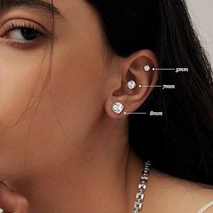 Factory Wholesale Stainless Steel Magnetic Ear Clips Gold <b>Silver</b> Multiple Sizes Sparkling Zirconia <b>Stud</b> <b>Earrings</b> for Women Gifts - Product Image 2