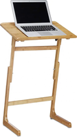 Bureau d'appoint pour ordinateur portable pour salon, table basse en bambou avec plateau relevable, surface laquée NC, hauteur réglable