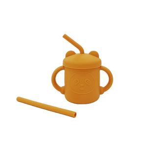 Tasse de paille en silicone pour enfants, avec couvercle, double oreille, tasse à boire de qualité alimentaire avec poignée, tasse <span class=keywords><strong>d</strong></span>'entraînement - Product Image 4