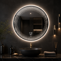 Miroir LED intelligent sans cadre, miroir de salle de bain rétroéclairé, anti-buée avec capteur tactile, affichage de l'heure à intensité variable, IP44 OEM ODM Hôtel