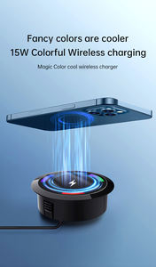 โคมไฟสร้างบรรยากาศ15W แบบชาร์จได้เร็วล้อมรอบโต๊ะเฟอร์นิเจอร์ตั้งโต๊ะแบบฝังตัว - Product Image 6